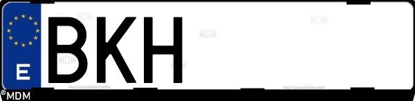 Matrícula española BKH, correspondiente al año 2001