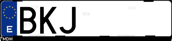 Matrícula española BKJ, correspondiente al año 2001