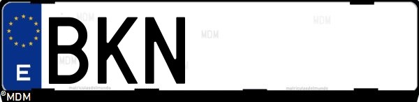 Matrícula española BKN, correspondiente al año 2001