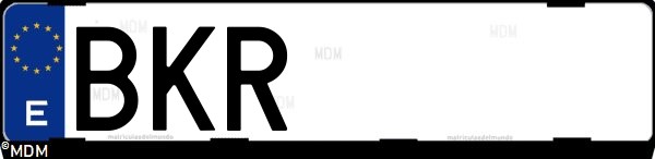 Matrícula española BKR, correspondiente al año 2001