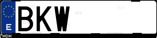 Matrícula española BKW, correspondiente al año 2001