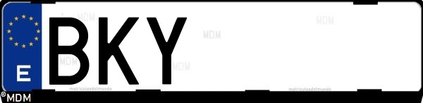 Matrícula española BKY, correspondiente al año 2001
