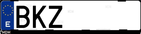 Matrícula española BKZ, correspondiente al año 2001