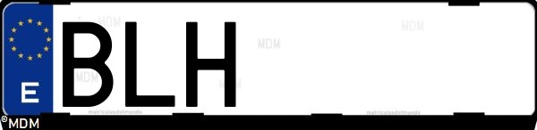 Matrícula española BLH, correspondiente al año 2001
