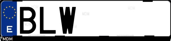 Matrícula española BLW, correspondiente al año 2001