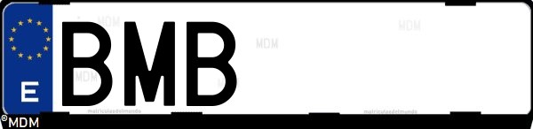 Matrícula española BMB, correspondiente al año 2001