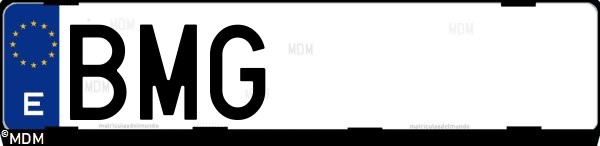 Matrícula española BMG, correspondiente al año 2001