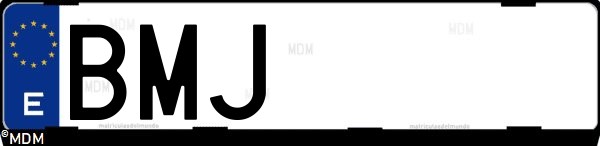 Matrícula española BMJ, correspondiente al año 2001