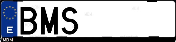 Matrícula española BMS, correspondiente al año 2001