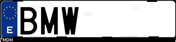 Matrícula española BMW, correspondiente al año 2001