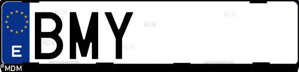 Matrícula española BMY, correspondiente al año 2001