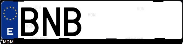 Matrícula española BNB, correspondiente al año 2001