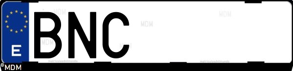 Matrícula española BNC, correspondiente al año 2001