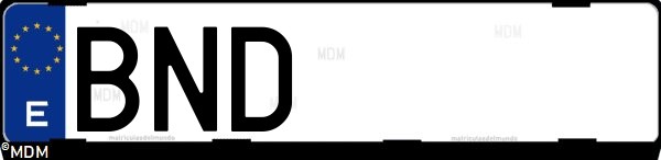 Matrícula española BND, correspondiente al año 2001