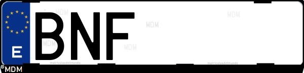 Matrícula española BNF, correspondiente al año 2001
