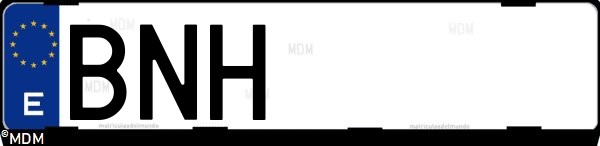 Matrícula española BNH, correspondiente al año 2001