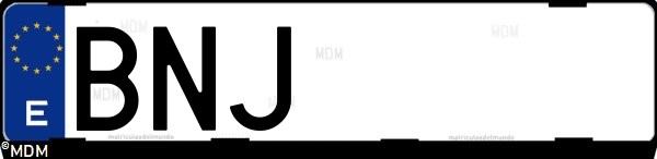 Matrícula española BNJ, correspondiente al año 2001