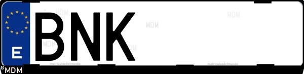 Matrícula española BNK, correspondiente al año 2001