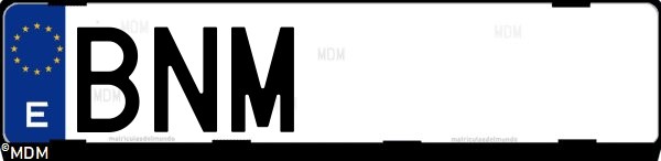 Matrícula española BNM, correspondiente al año 2001