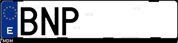 Matrícula española BNP, correspondiente al año 2001