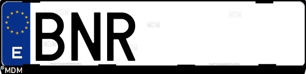 Matrícula española BNR, correspondiente al año 2001