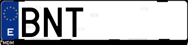 Matrícula española BNT, correspondiente al año 2001