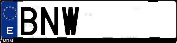 Matrícula española BNW, correspondiente al año 2001