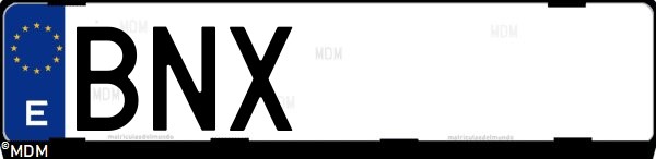 Matrícula española BNX, correspondiente al año 2001