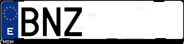 Matrícula española BNZ, correspondiente al año 2001