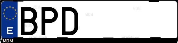 Matrícula española BPD, correspondiente al año 2001