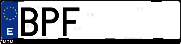 Matrícula española BPF, correspondiente al año 2001