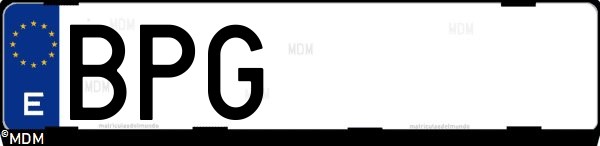 Matrícula española BPG, correspondiente al año 2001