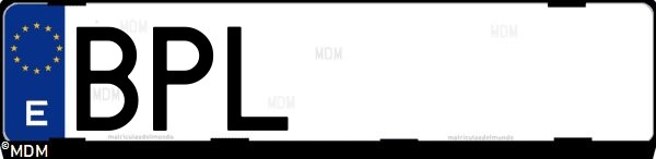 Matrícula española BPL, correspondiente al año 2001