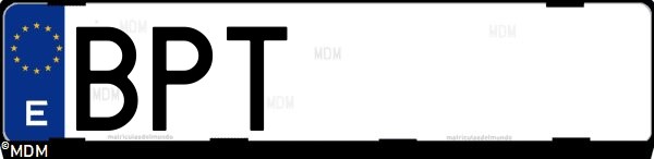 Matrícula española BPT, correspondiente al año 2001
