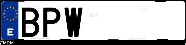 Matrícula española BPW, correspondiente al año 2001