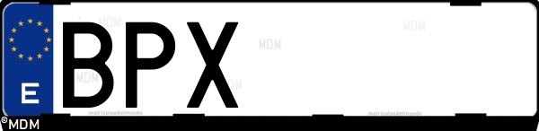 Matrícula española BPX, correspondiente al año 2001