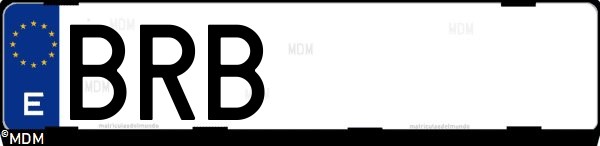 Matrícula española BRB, correspondiente al año 2001