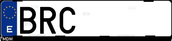 Matrícula española BRC, correspondiente al año 2001