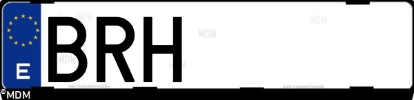 Matrícula española BRH, correspondiente al año 2001