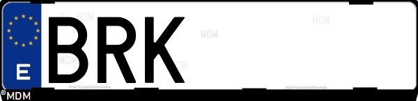 Matrícula española BRK, correspondiente al año 2001