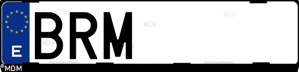 Matrícula española BRM, correspondiente al año 2001
