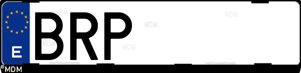 Matrícula española BRP, correspondiente al año 2001