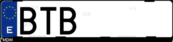 Matrícula española BTB, correspondiente al año 2002