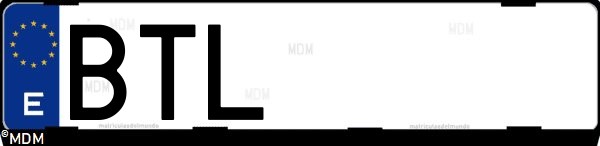 Matrícula española BTL, correspondiente al año 2002