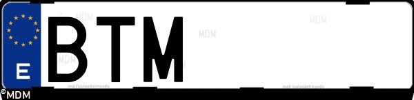 Matrícula española BTM, correspondiente al año 2002