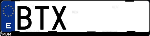 Matrícula española BTX, correspondiente al año 2002