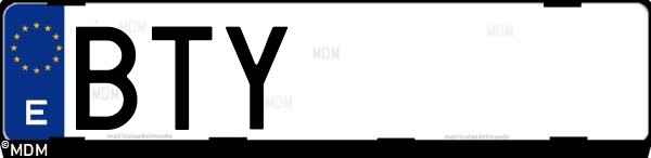 Matrícula española BTY, correspondiente al año 2002