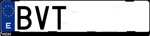 Matrícula española BVT, correspondiente al año 2002