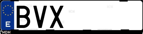 Matrícula española BVX, correspondiente al año 2002
