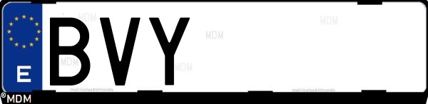 Matrícula española BVY, correspondiente al año 2002